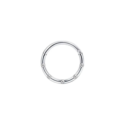 1-5pcs 16G Fashion 316L Stainless Steel CZ Hinged Septum Clicker Nose Hoop Rings,Daith Helix Tragus Cartilage Piercing Jewelry