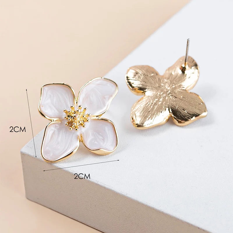 Obega Flower Earrings Stud Pink White Flowers Women Earring Post Spring Summer New Trendy Girls Cute Jewelrys