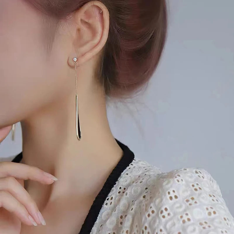 Black Drop Tassel Long Earrings 2025 New Fashion Party Luxury Accessories For Women‘s Temperament Jewelry