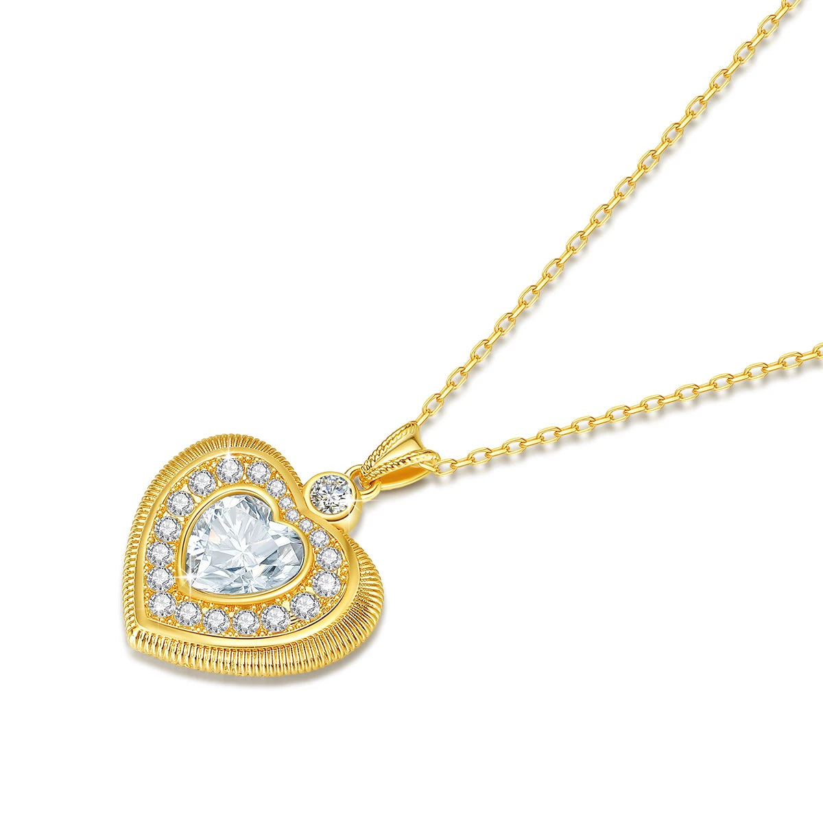 18K Gold Heart Necklace 9mm 3ct Moissanite Pendant K Gold Luxury Wedding Jewelry With Certificate