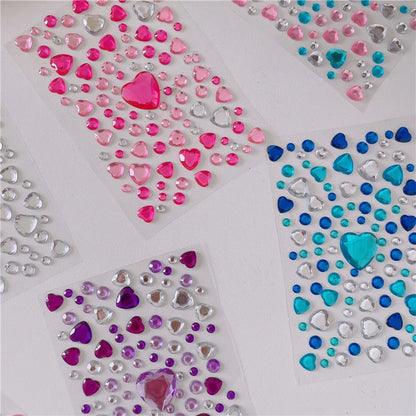 Mixed Size 3D Heart Love Gem Stickers For Kids Diamond Acrylic Crystal Sticker DIY Three-dimensional Rhinestone For Girls