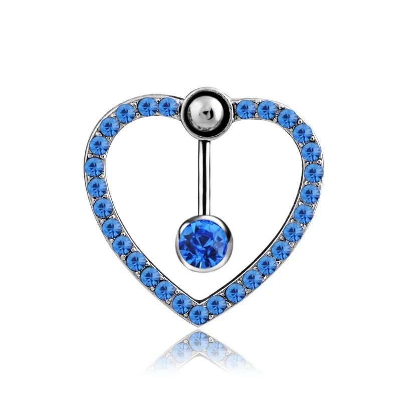 Heart Belly Button Ring Navel Piercing Female Sterling Silver 14G Belly Barball Piercing Ring Body Jewelry Navel Ring Umbilical