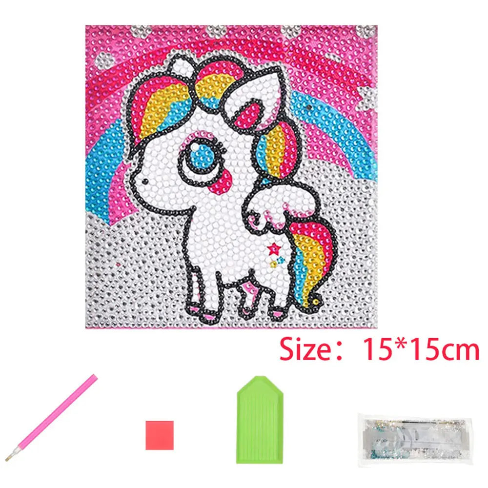 Kids Big Gem Diamond Painting Kit Create 12 Stickers DIY Arts Crafts Girls Boys Magical 5D Diamond Painting by Numbers Toys Gift