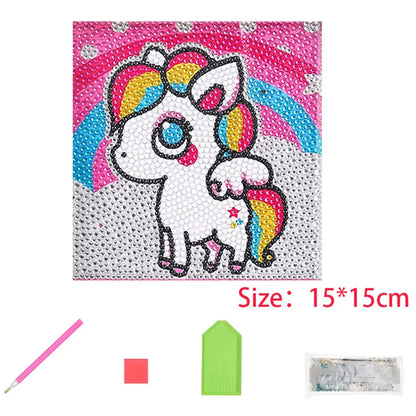 Kids Big Gem Diamond Painting Kit Create 12 Stickers DIY Arts Crafts Girls Boys Magical 5D Diamond Painting by Numbers Toys Gift