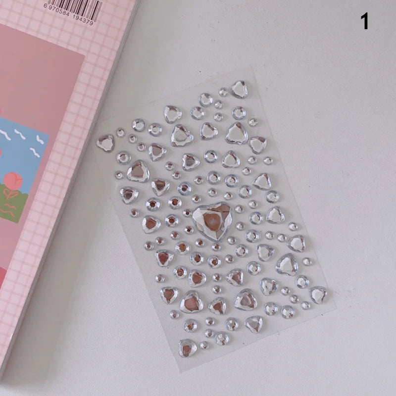 Mixed Size 3D Heart Love Gem Stickers For Kids Diamond Acrylic Crystal Sticker DIY Three-dimensional Rhinestone For Girls