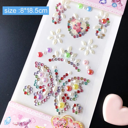 Kids Gem Crystal Acrylic Diamond Self Adhesive Stickers for Girl Creative DIY Craft Decoration Scrapbook Sticker