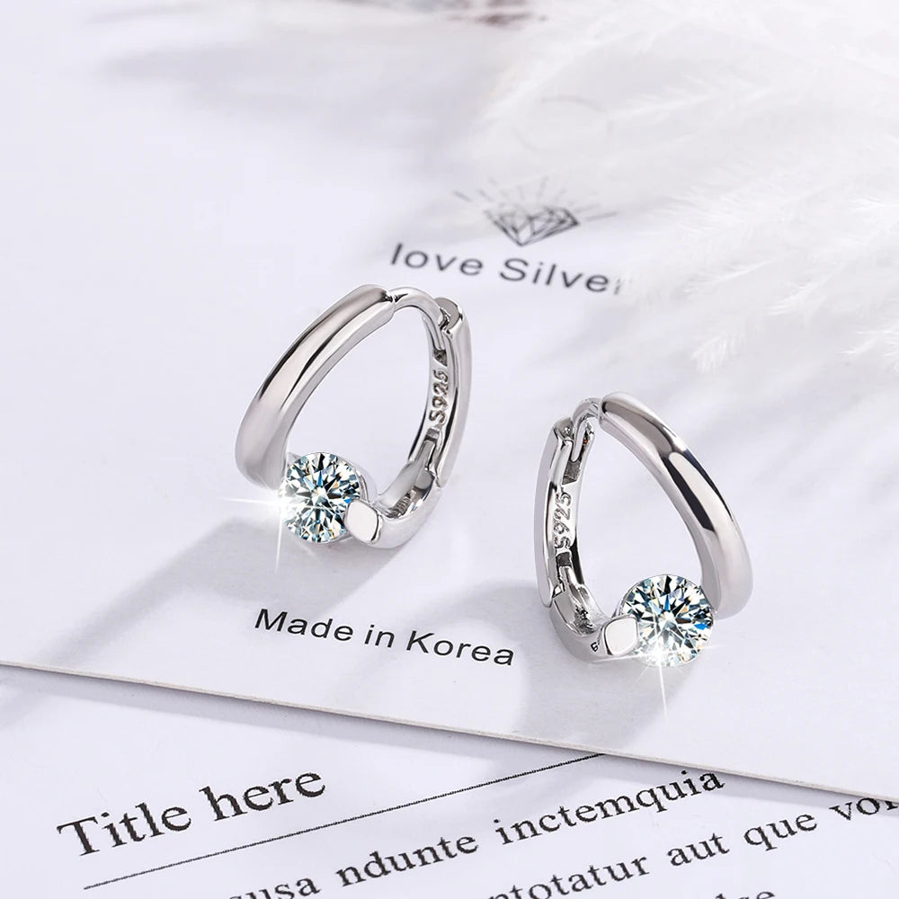 Moissanite Twist Hoop Earrings For Women 925 Sterling Silver Party Solitaire Earrings Trendy Jewelry