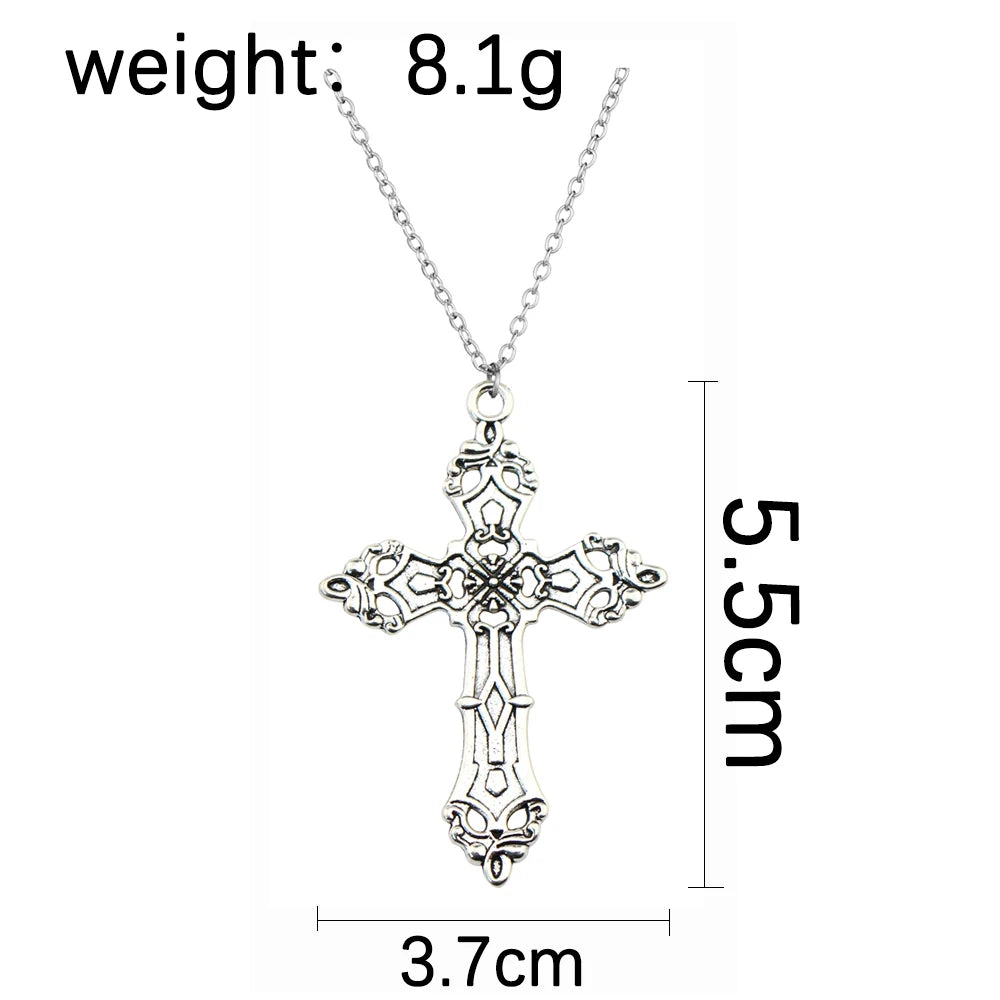 Vintage Crosses Baroque Embossed Pendant Necklace for Men Women  Gothic Grunge Chain Y2k Goth Jewelry Accessories Free Shipping