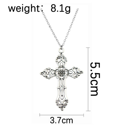 Vintage Crosses Baroque Embossed Pendant Necklace for Men Women  Gothic Grunge Chain Y2k Goth Jewelry Accessories Free Shipping