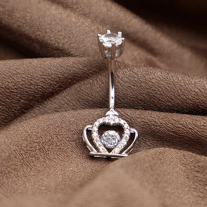 Sterling Silver White Zircon Crown Belly Button Rings Body Decoration Navel Piercing For Women Fine Jewelry Female Fashion