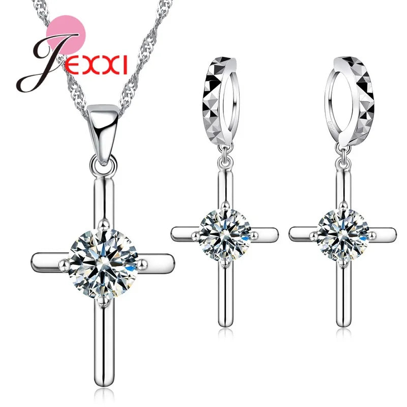 New Brand Bridal Jewelry Sets 925 Sterling Silver Statement Flower Butterfly Choker Necklaces Zirconia Earrings for Women Gift