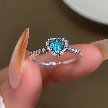 Gorgeous Zircon Shiny Love Heart Ring for Women Engagement Wedding 925 Sterling Silver Luxury High Quality Fine Jewelry