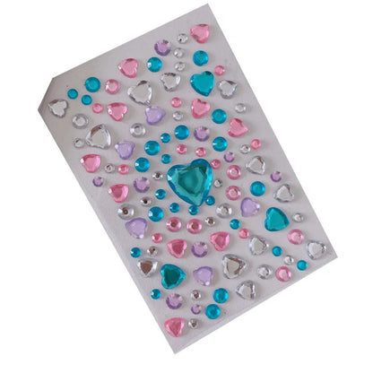 Mixed Size 3D Heart Love Gem Stickers For Kids Diamond Acrylic Crystal Sticker DIY Three-dimensional Rhinestone For Girls