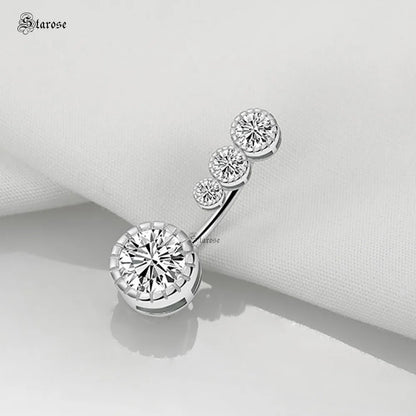 Starose Top 925 Sterling Silver Navel Piercing 14G Belly Piercing Jewelry Belly Button Rings Zircon Drop Dangle Navel Bar Women