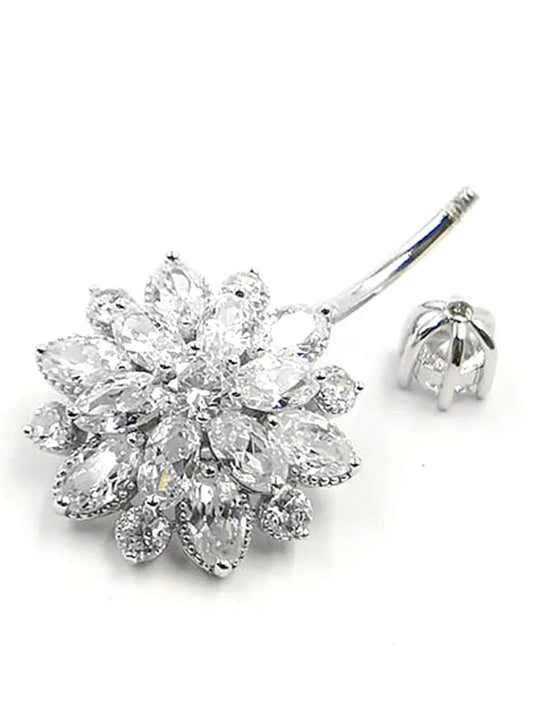 925 silver sunflower crystal belly piercing ombligo body jewelry navel piercing  for women