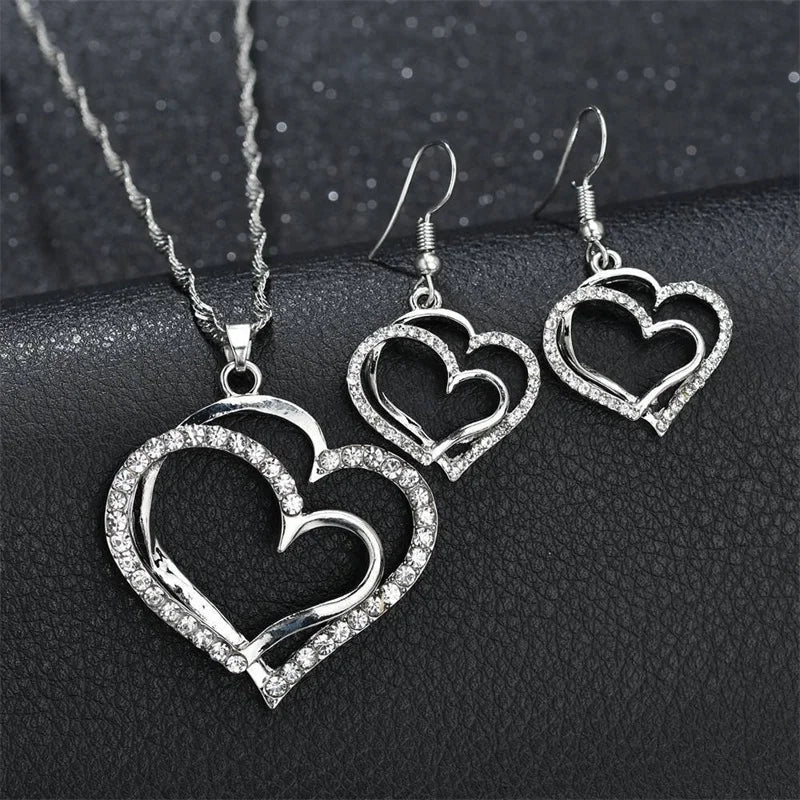 Heart Shaped Wedding Dinner Wedding Dress Accessories Earrings Necklace & Bracelet Gift