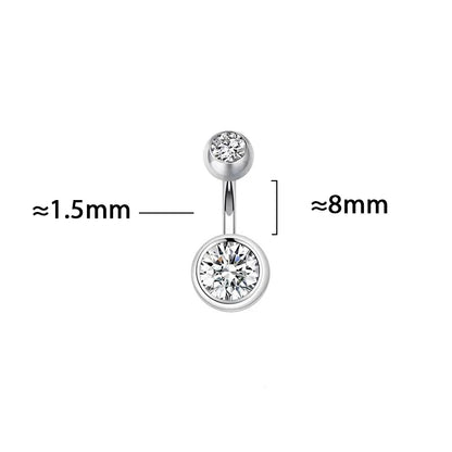 MIQIAO 925 Sterling Silver Round Shape Belly Button Ring Body Piercing Zircon Pin Length 6 8 10 MM Width 1.2 1.5MM Fine Jewelry