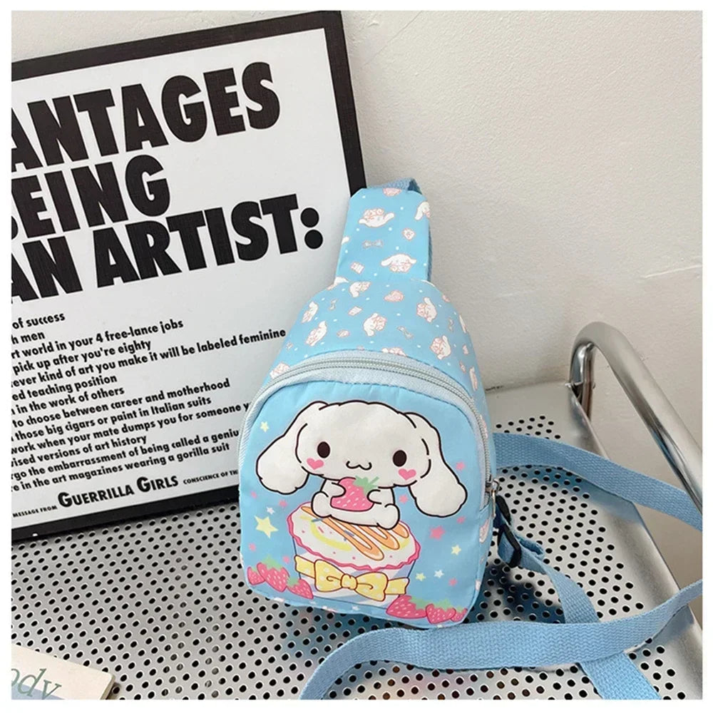 Anime Hello Kitty Sanrio Children Chest Bag 산리오 가방 Kuromi Pochacco Messenger Bags Cinnamoroll Pompompurin Backpack for Kids Gift