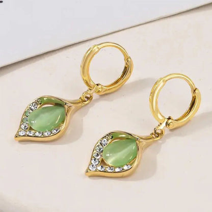 Angel Eye Earrings Gold Color Plated Rhinestones Inlay Tulip Petal Hoop Earring Women's Party Jewelry