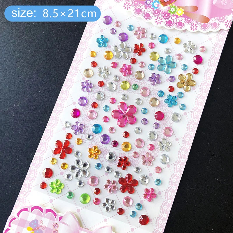 Kids Gem Crystal Acrylic Diamond Self Adhesive Stickers for Girl Creative DIY Craft Decoration Scrapbook Sticker