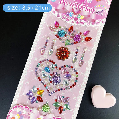 Kids Gem Crystal Acrylic Diamond Self Adhesive Stickers for Girl Creative DIY Craft Decoration Scrapbook Sticker