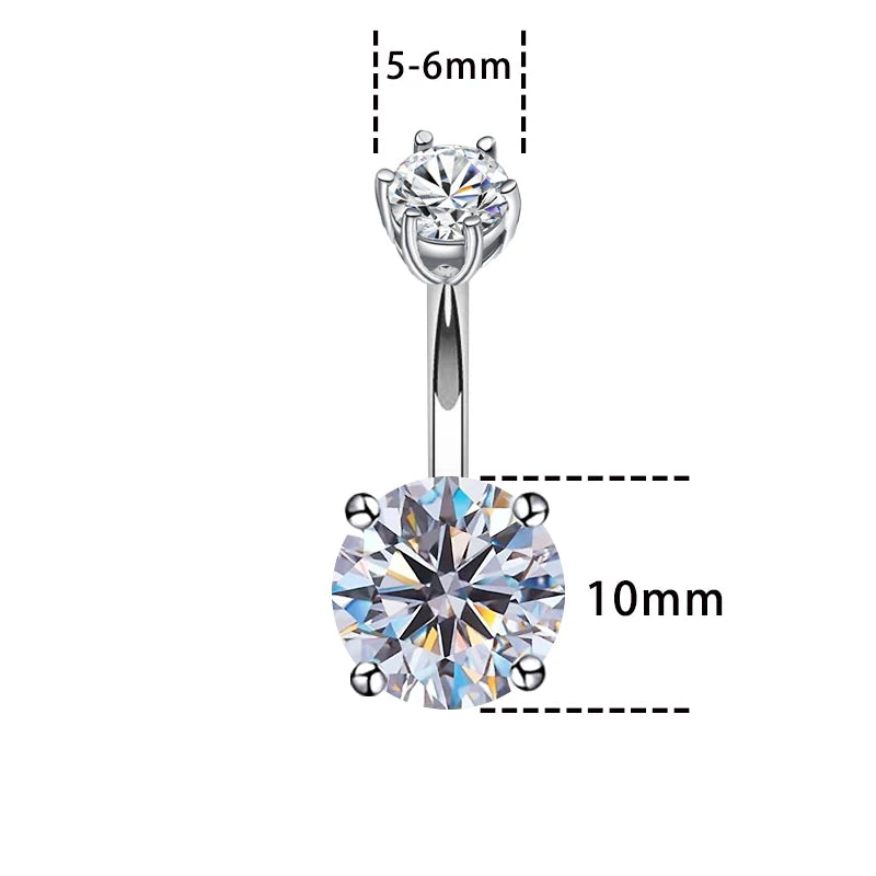 Belly Button Rings Silver 925 Piercing Navel Body Jewelry For Women Man Officials Piercing Zircon Plated Platinum Color