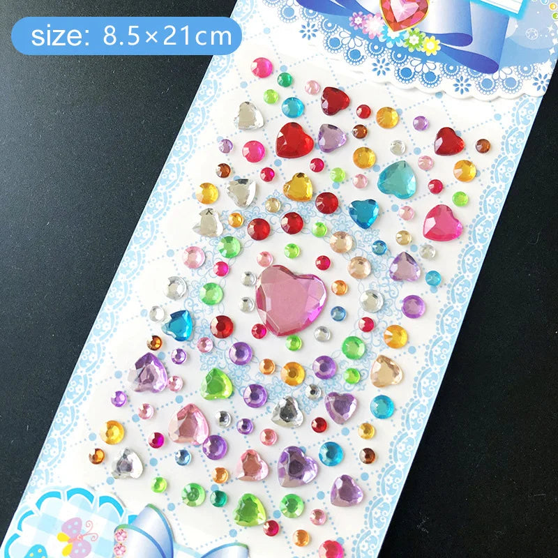 Kids Gem Crystal Acrylic Diamond Self Adhesive Stickers for Girl Creative DIY Craft Decoration Scrapbook Sticker