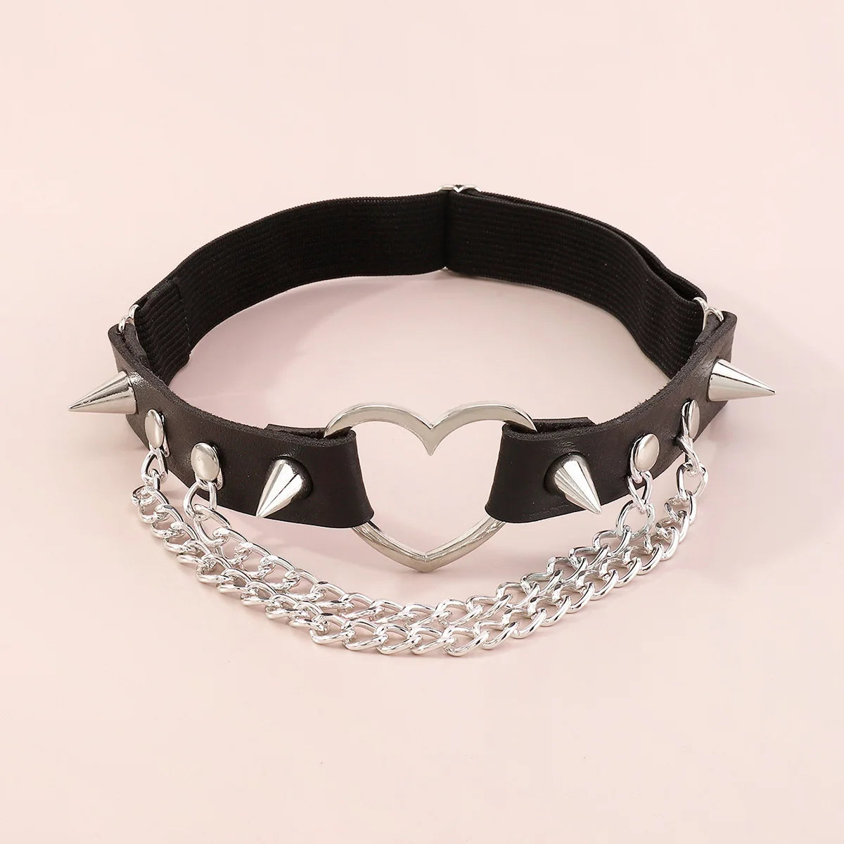 Sexy Leg Chain Leather  Elastic Spiked Leg Harness For Women Girls Goth Heart Thigh Garter Belt Rave Body Jewelry