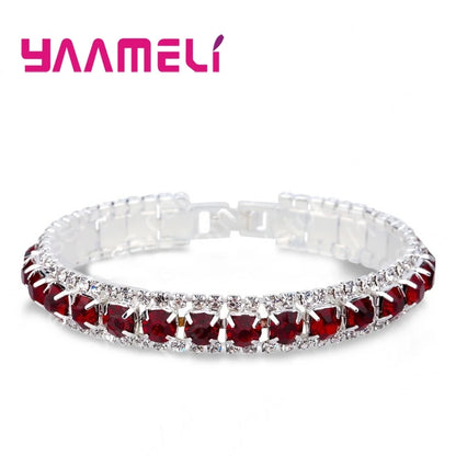 Top Sale 925 Sterling Silver Color Bracelets Full AAA Zircon Austrian Crystal Femme Women Link Chain Jewelry Bangles 14 Colors