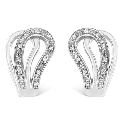 925 Sterling Silver Pave-Set Diamond Accent Horseshoe Hoop Earring (I-J Color, I1-I2 Clarity)