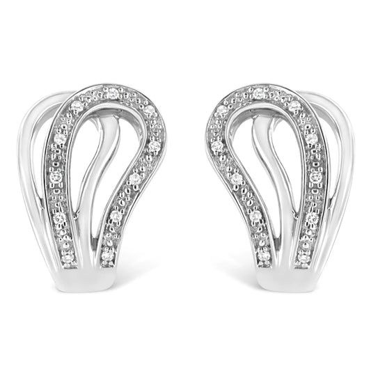 925 Sterling Silver Pave-Set Diamond Accent Horseshoe Hoop Earring (I-J Color, I1-I2 Clarity)