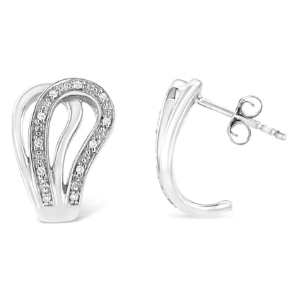 925 Sterling Silver Pave-Set Diamond Accent Horseshoe Hoop Earring (I-J Color, I1-I2 Clarity)