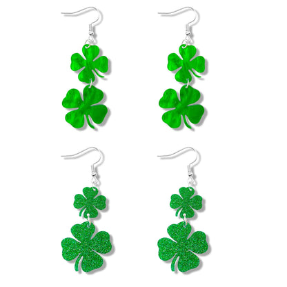 Ymimanchil St. Patricks Day Earrings for Women Shamrock Earrings Green Clover Drop Earrings St. Patricks Day Accessories Jewelry