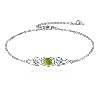 Vadmans Celtic Knot Bracelet Sterling Silver Peridot Bracelet Celtic Knot Irish Jewelry Gift for Women