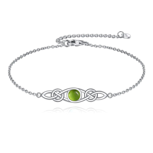 Vadmans Celtic Knot Bracelet Sterling Silver Peridot Bracelet Celtic Knot Irish Jewelry Gift for Women