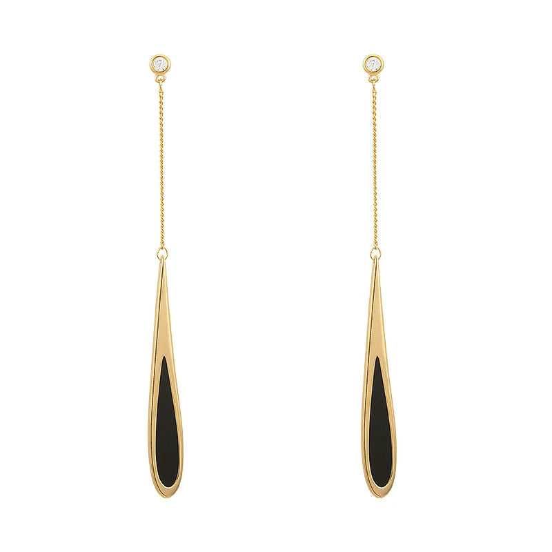 Black Drop Tassel Long Earrings 2025 New Fashion Party Luxury Accessories For Women‘s Temperament Jewelry