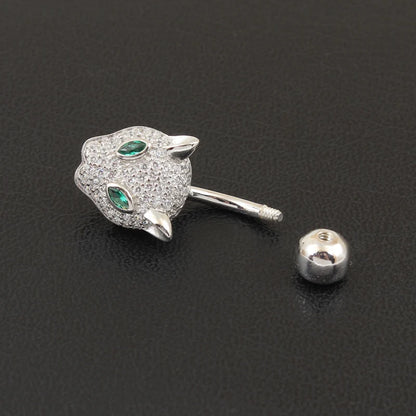 925 sterling silver belly button ring fashion leopard style CZ navel piercing body jewelry