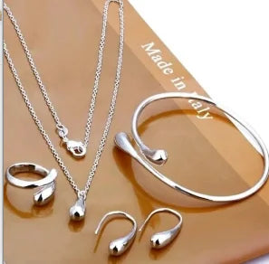 3 Pcs Set Heart Shaped Jewelry Set Of Earrings Pendant Necklace For Women Exquisite Fashion Rhinestone Double Heart Jewelry Set