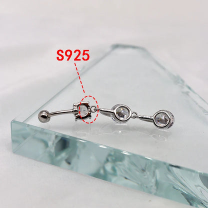 MIQIAO Belly Piercings Jewelry Silver 925 Body Belly Ring Navel Belly Button Ring Silver 925 Navel Piercing 925 Tassels