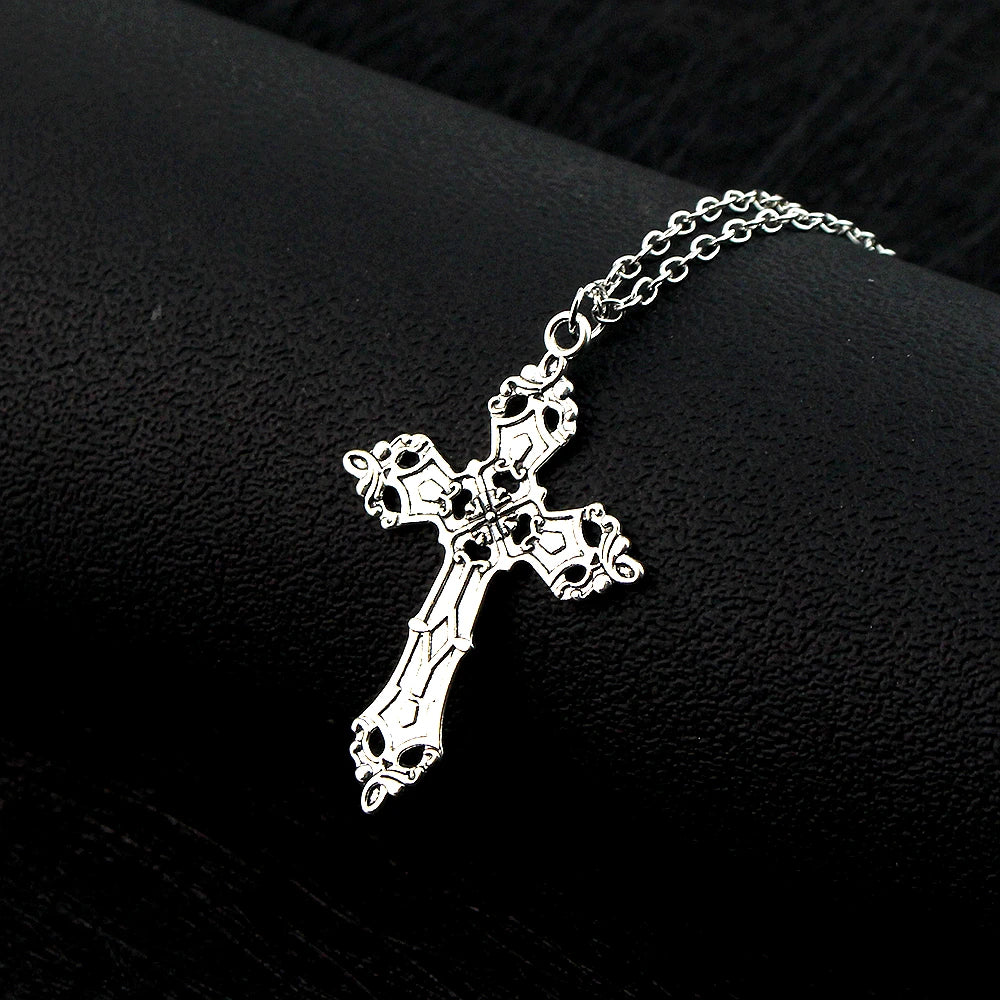 Vintage Crosses Baroque Embossed Pendant Necklace for Men Women  Gothic Grunge Chain Y2k Goth Jewelry Accessories Free Shipping