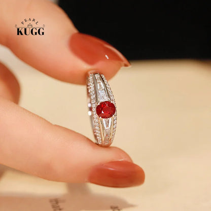 18K White Gold Rings Fashion Design Luxury Diamond Natural Ruby/Emerald/Sapphire Ring for Women Wedding Jewelry