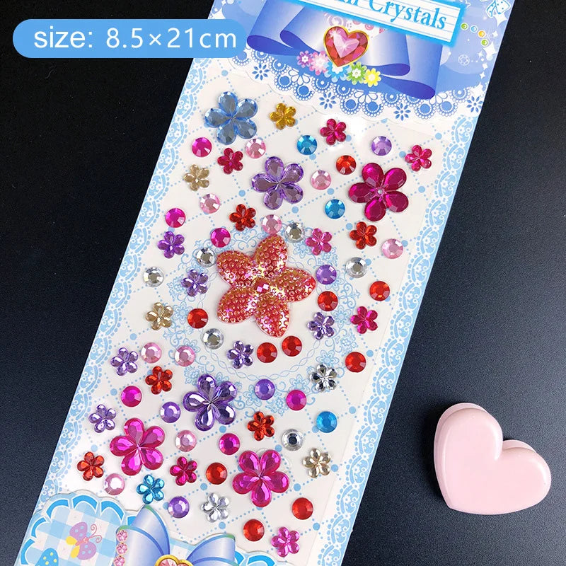 Kids Gem Crystal Acrylic Diamond Self Adhesive Stickers for Girl Creative DIY Craft Decoration Scrapbook Sticker