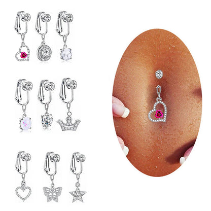 Faux Fake Belly Ring Snake Fake Belly Piercing Clip on Umbilical Navel Belly Button Cartilage Clip on Earrings Body Jewelry