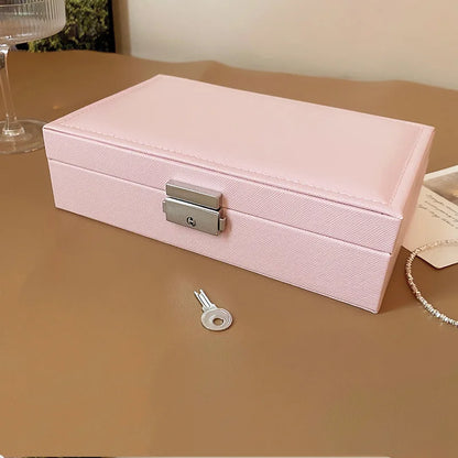 Travel Portable Jewelry Box with Lock Earrings Necklace Dustproof Storage Packaging European Style Large Capacity Display Boxes