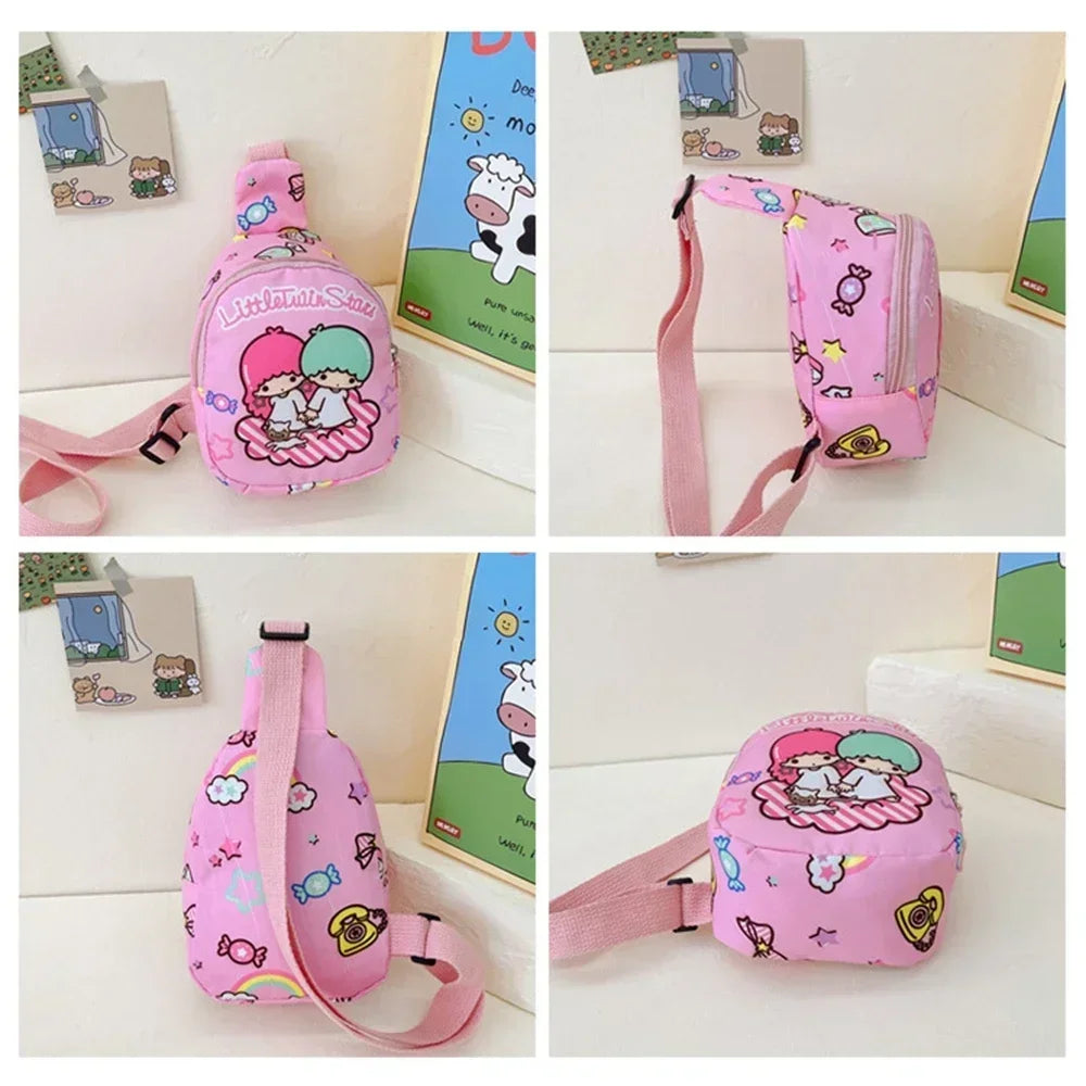 Anime Hello Kitty Sanrio Children Chest Bag 산리오 가방 Kuromi Pochacco Messenger Bags Cinnamoroll Pompompurin Backpack for Kids Gift