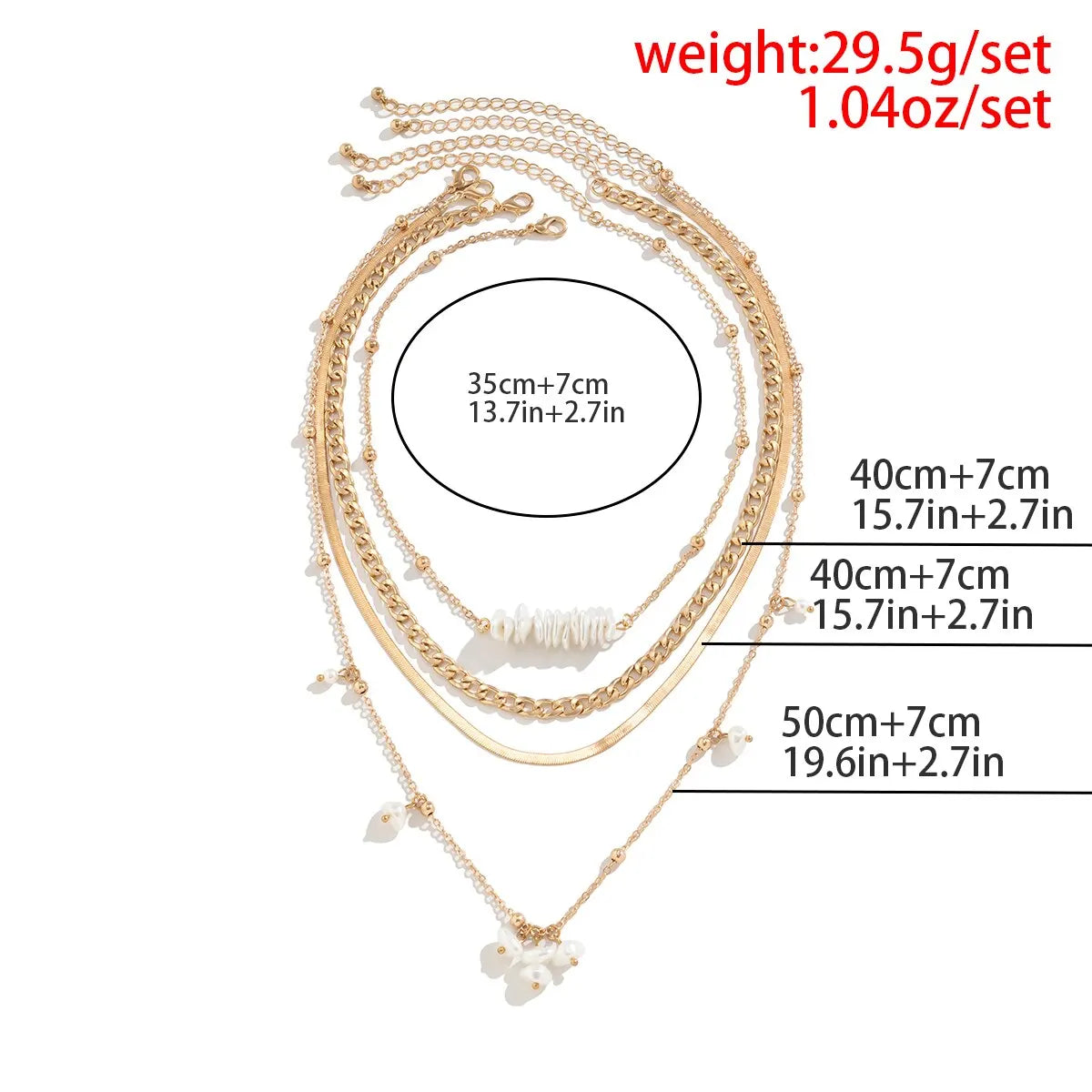 4Pcs/Set Vintage Irregular Imitation-Pearl Pendant Choker Necklace Women Wedding Bridal Goth Flat Snake Chain Neck Jewelry New