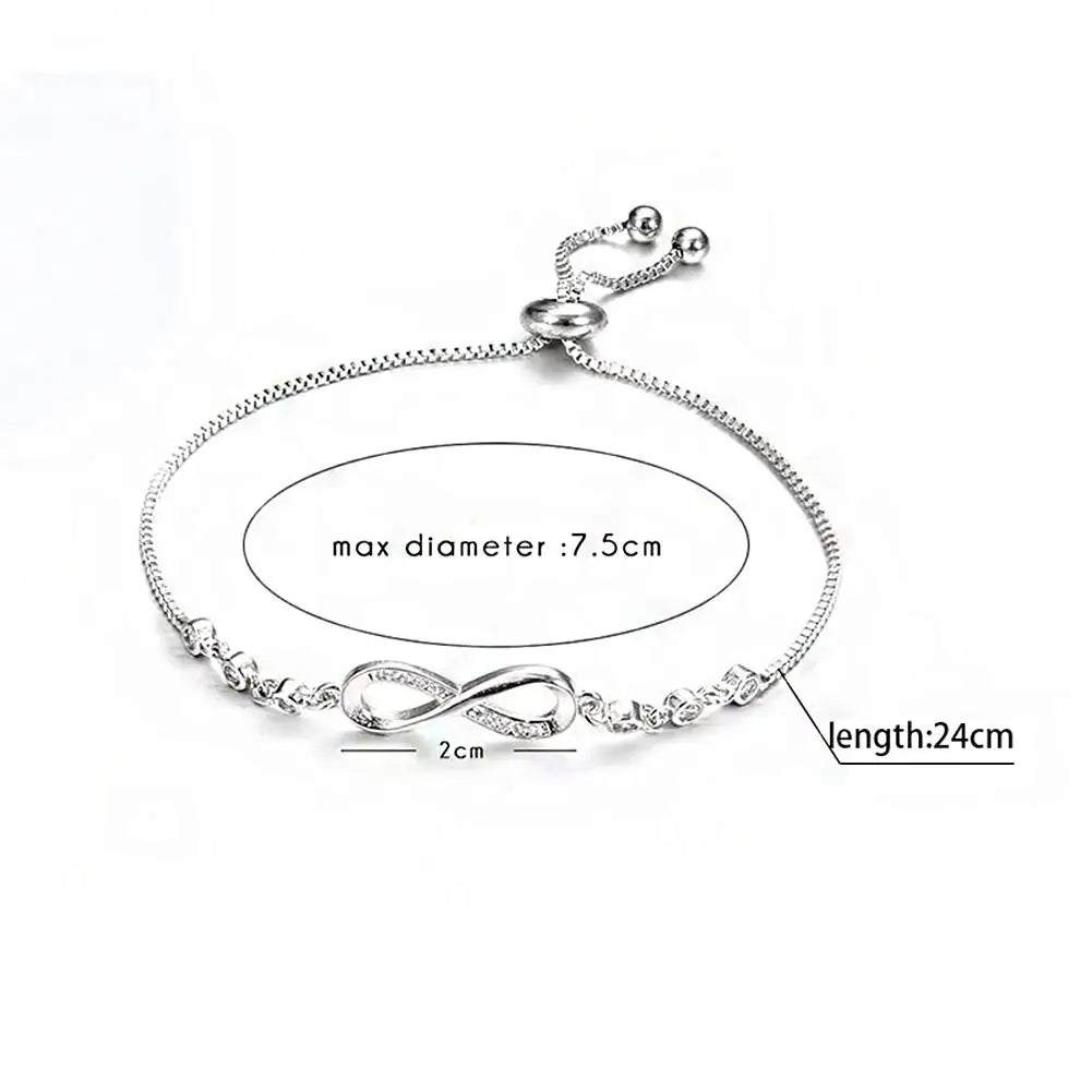 1PC Bohemian Infinity For Women Girls Adjustable Simple 8 Word Charm Link Round Bracelet Friendship Day Birthday Jewelry Gift