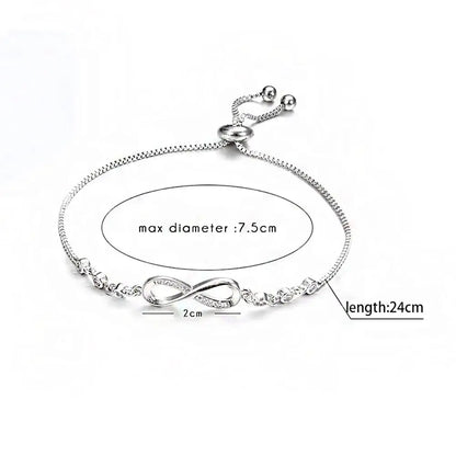 1PC Bohemian Infinity For Women Girls Adjustable Simple 8 Word Charm Link Round Bracelet Friendship Day Birthday Jewelry Gift