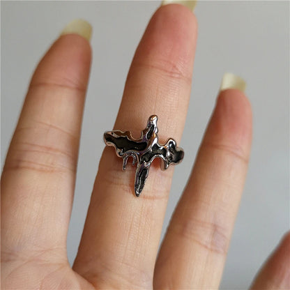 Vintage Goth Thorny Rose Couple Rings For Men Women Charm Irregularity Opening Stainless Steel Finger Ring Jewelry