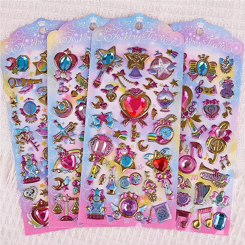 3D Laser Gem Crystal Diamond Stickers Creative DIY Mobile Album Scrapbooking Decoration Decal Reward Sticker Kids Handmade Toys